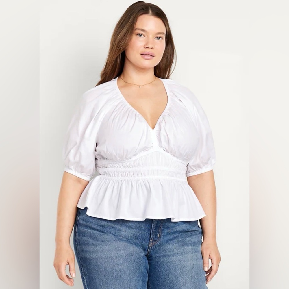 Old Navy Smocked V-Neck Peasant Blouse